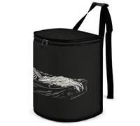 ADFGYERH Skeleton in The Coffin Car Trash with Lid，Storage Bag Large Capacity, Handle Design， Waterproof Trash Bin for Cars,Travelling,Outdoor.