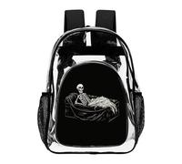 ADFGYERH Skeleton in The Coffin Clear Backpack Large,Transparent Backpack PVC Transparent Bookbag for Security, Work, Travel, Stadium