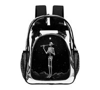 ADFGYERH Skeleton in The Night Clear Backpack Large,Transparent Backpack PVC Transparent Bookbag for Security, Work, Travel, Stadium