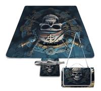 ADFGYERH Skeleton Pirate Outdoor Mat Foldable ，Beach Blanket Waterproof Surface，Easy to Clean Travel Blanket， for Spring and Summer Grassland Camping