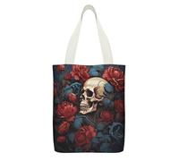 ADFGYERH Skull Image Poster Bag ，Internal Pocket Design Reusable/Tote Bags Zipper Design，Canvas Tote Bag for Travel, Fitness, And Weekend Getaways.