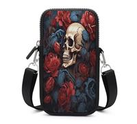 ADFGYERH Skull Image Poster Crossbody Bag Adjustable，Phone Bag Detachable Shoulder Strap，Wallet for Daily Commuting, Can Be Worn Crossbody Or over The Shoulder.
