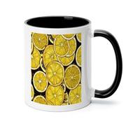 ADFGYERH Sliced Lemon Wallpaper 11 Oz Ceramic Travel Coffee Mug, Coffee Cup with Handle, Demitasse Mugs for Latte & Hot Chocolate, Holiday Office Gift Her Him Microwave Safe