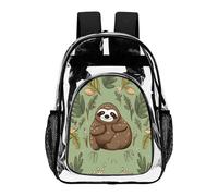 ADFGYERH Sloth on The Grass Clear Backpack Large,Transparent Backpack PVC Transparent Bookbag for Security, Work, Travel, Stadium