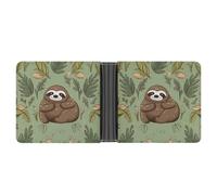 ADFGYERH Sloth on The Grass Wallet PU Leather Material ，Card Holder Multi-layer Design，womens Wallet ， Business Style Suitable for Everyday Use Or As A Gift.