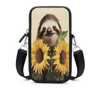 ADFGYERH Sloth Sunflower Crossbody Bag Adjustable，Phone Bag Detachable Shoulder Strap，Wallet for Daily Commuting, Can Be Worn Crossbody Or over The Shoulder.