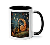 ADFGYERH Snail Element Picture 11 Oz Ceramic Travel Coffee Mug, Coffee Cup with Handle, Demitasse Mugs for Latte & Hot Chocolate, Holiday Office Gift Her Him Microwave Safe