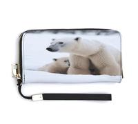 ADFGYERH Snow Animal Polar Bear Purse Travel Long with Coin Pocket,Clutch Bag RFID Blocking, Zip Around, Large Capacity,Womens Wallet for Travel Work