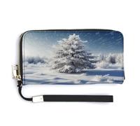 ADFGYERH Snow Pine Tree Christmas Purse Travel Long with Coin Pocket,Clutch Bag RFID Blocking, Zip Around, Large Capacity,Womens Wallet for Travel Work