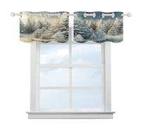 ADFGYERH Snow Wonderland Pine Tree Christmas Blackout Curtains, Valance Curtain Modern Art, Short Curtain Rod Pocket for Kitchen Windows Bathroom Bedroom,52 X 18.1 Inch