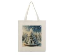 ADFGYERH Snow Wonderland Pine Tree Christmas Tote Bag Open Top, Everyday Carry, Pockets Canvas Tote Bag- Gift for Women，Aesthetic Tote Bag，Reusable, Grocery Shopping Heavy Duty, Foldable, Washable