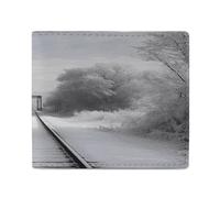 ADFGYERH Snowy Train Tracks Wallet RFID Blocking Slim, Card Holder Minimalist, Bifold Wallet for Men Women Compact for Travel