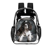 ADFGYERH Spaniel On The Sofa Clear Backpack Large,Transparent Backpack PVC Transparent Bookbag for Security, Work, Travel, Stadium