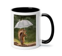 ADFGYERH Squirrel Hold A Umbrellas 11 Oz Ceramic Travel Coffee Mug, Coffee Cup with Handle, Demitasse Mugs for Latte & Hot Chocolate, Holiday Office Gift Her Him Microwave Safe