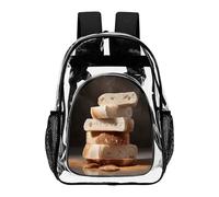 ADFGYERH Stack of Bread Slices Clear Backpack Large,Transparent Backpack PVC Transparent Bookbag for Security, Work, Travel, Stadium