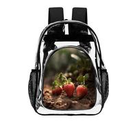 ADFGYERH Strawberries in The Soil Clear Backpack Large,Transparent Backpack PVC Transparent Bookbag for Security, Work, Travel, Stadium