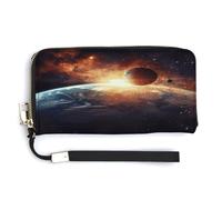 ADFGYERH Sun And Earth Purse Travel Long with Coin Pocket,Clutch Bag RFID Blocking, Zip Around, Large Capacity,Womens Wallet for Travel Work