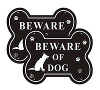 Adfitjo Beware of Dog Sign, 2 Pack Beware of Dog Signs for Fence, 10x8 Inch Rust Free Aluminum Metal Sign, Fade Resistance, UV Protected, Indoor/Outdoor Use for home, Business