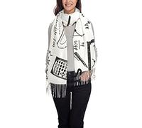 ADFSHIDS Math Geometry Geek Calculus Tassel Scarf Women'S Cashmere Tassel Scarf Soft And Comfortable Warm Shawl Scarf, Black, One Size