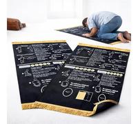 Adftccp Bilingual Guided Janamaz For Salah Practice For New Muslims Reverts And Kids, Step By Step Learning Mat For Home Prayer Corner And Travel (2 PCS)