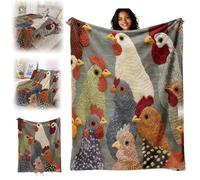 Adftccp Chicken Head Pattern Plush Blanket, Farmhouse Rooster Print Flannel Fleece Throw Blanket, Lightweight Cozy Blanket for Couch Sofa Bed, Indoor Outdoor Use, Multiple Sizes (150 × 200 cm)