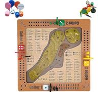 Adftccp Tabletop Dice Golf Game, Wooden Mini Golf Board Game with Movable Pegs, Colour-Matched Dice and Scoring System, Compact Table Game for 1-4 Players (8.5in)
