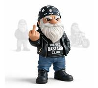 Adftccp The Old Bastard Club Gnome Sarcastic Desk Decor Statue, Middle Finger Gnome Figurine For Coworkers, Office Desk Ornament For Shelf And Home Workspace (A)