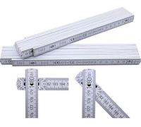 Adga 250 Folding Ruler 2 m with 90°/180° Angle Lock and Angle Scale (30°/45°/60°/75°/90°) with Marking Ruler Made of Beech Wood White without Advertising Print
