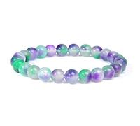ADGJL Chakra Bracelets For Women, 7 Chakra Natural Stone Bead Purple Green Bangle Fluorite Quartz Elastic Bracelet Yoga Fashion Charm Jewelry For Men Ladies
