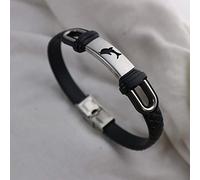 ADGJL Mens Leather Braided Bracelet,Leather Cuff Bangle Classic Handmade Braided Black Bracelet Punk Polished Engraved Dolphin With Clasp Charm Jewelry For Women Men Gift