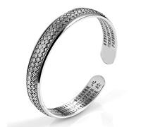 ADGJL Silver Bangles For Women Solid 925,Silver Plated Bracelet For Women Novelty Weave Twist Buddha Mantra Charming Silver Bangle Silver Friendship Bracelets For Christmas Birthday