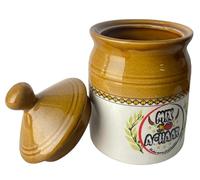 ADHAATA Indian Ceramic Pickle Pot With Lid | 500g Achar Barni | 500ml Kitchen Storage JAR Container | Store Achar, Salt, Ghee, Murabba, Dry Spices (1), 1002031993