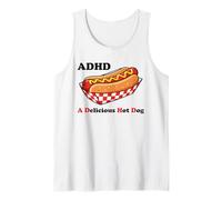 ADHD A Delicious Hot Dog Funny Fast Food Humor Sarcastic Pun Tank Top