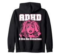 ADHD A Diva Has Distractions Funny Retro Pop Art Quote Humor Zip Hoodie