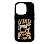 ADHD Always Distracted By Horses And Dogs Funny Meme Design Case for iPhone 14 Pro