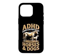 ADHD Always Distracted By Horses And Dogs Funny Meme Design Case for iPhone 16 Pro