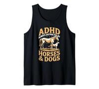 ADHD Always Distracted By Horses and Dogs Funny Meme Design Tank Top