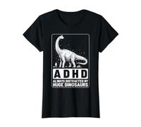 ADHD Always Distracted By Huge Dinosaurs Neurodiversity ADHD Value Graphic T-Shirt, Women, Black, XL