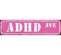 Adhd Ave Street Sign Retro Funny Wall Decor Metal Tin Signs Fall Season Horror Theme Inappropriate Humor Bar Home College Dorm Decor 16x4 in