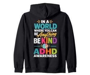ADHD Awareness Be Kind ADHD Zip Hoodie