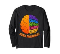ADHD Awareness Brain Hyperactivity Disorder Affirmations Long Sleeve T-Shirt