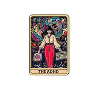 ADHD Awareness Enamel Lapel Pin Badge 3.2 x 5cm Rectangular Gold Tone Metal with Colourful Symbolic Neurodiversity Art Design for Jackets Bags Hats and Backpacks
