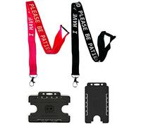 ADHD Awareness Lanyard - I Have ADHD Please Be Patient & Safety Breakaway & Double Black ID Card Holder (Black with Vertical Card Holder)