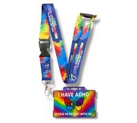 ADHD Awareness Lanyard, I Have ADHD Super Powers, Please Be Patient with Matching Printed Awareness Card, Purple Card Holder