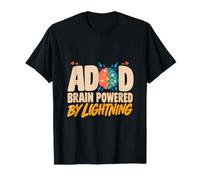ADHD Brain Powered by Lightning ADHD Warriors Neurodiversity T-Shirt