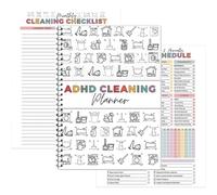 ADHD Cleaning Planner A4 Colorful Cleaning Schedule and Checklist Organizer Household Plan Management for Adults Family Daily Weekly Monthly DIY Home Improvement