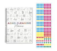 ADHD Cleaning Planner Book with Reward Stickers, Daily Weekly Monthly Visual Aids & Checklists for Adults, Complete Planning System Bundle, Ideal as Thoughtful ADHD Gifts