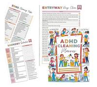 ADHD Cleaning Planner, Cleaning Schedule Task Checklists for Daily Weekly Monthly Planning, Kids Adults Organized, Focused and Efficient Household Cleaning Planner (Red and blue 2)