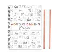 ADHD Cleaning Planner, Daily Weekly Monthly ADHD Cleaning Schedule and Checklist with 2 Pencils Editable Household Chores Planning Notebook for Family Decluttering