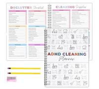 ADHD Cleaning Planner for Adults - Undated Daily, Weekly & Monthly Cleaning Schedule & Checklist - Household Chores Organizer Notebook for Home（2 pack）
